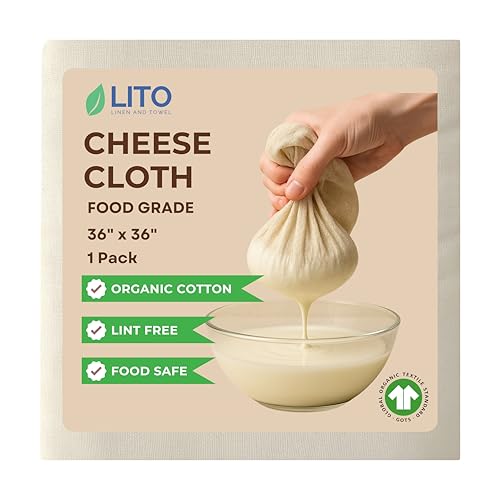 Cheesecloth for Straining, Organic Cheese Cloth, Fine Mesh Nut Milk Cloth, Unbleached Cotton Cheese Cloth for Yogurt, Cheese Making, Bread Baking, Juicing, Cooking, Grade 90 (36 x 36 Inch) - 1 Pack - size: Cheese Cloth Grade 90 (1 Pack)