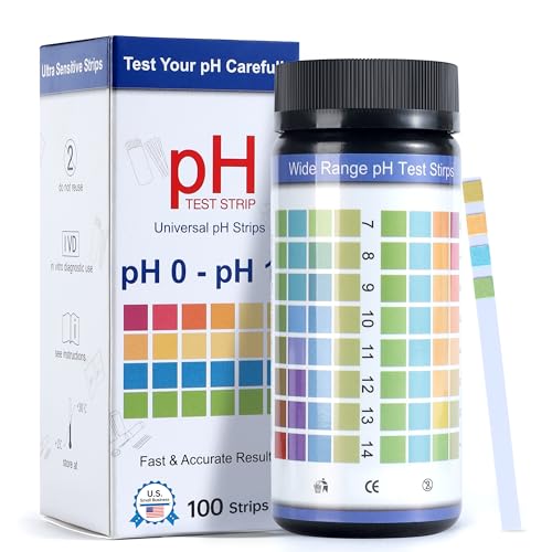 AAwipes pH Test Strips 0-14: 100 Strips Universal Litmus Paper pH Test Strips for Liquid Testing & Water & Food and Urine and Saliva, pH Level Testing from 0-14 Fast Results in Seconds (K05-100)