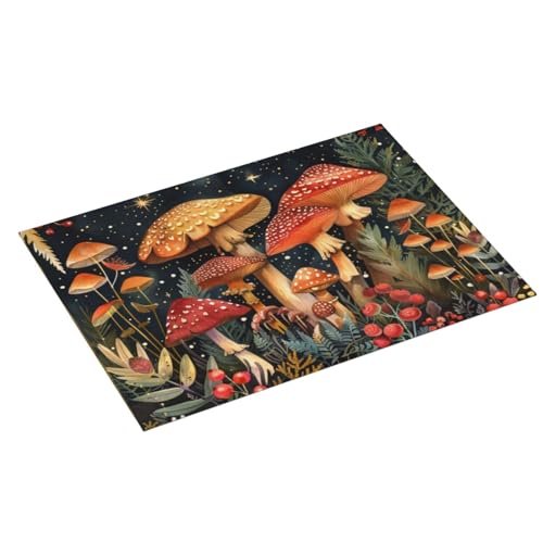 접시 건조 매트 버섯 숲 빈티지 주방 카운터용 흡수성 45.7 x 61cm(18 x 24인치) 극세사 접시 접시 유리 건조 배수 패드 양면 세탁 가능 - color: A0132, size: 18" x 24"