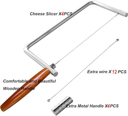 6in Cheese Slicer Kit Accessories Kitchen Knife Cheese Cutter Stainless Steel Components DIY for Making Giftable Cheese Cutting Boards with This Cheese Cutter Kit,Wire Cheese Slicer(4Slicer+12Wires)6" - size: 6in