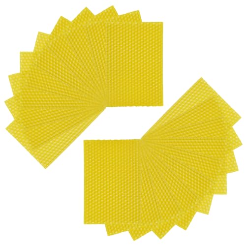 Flylin 20Pcs Beehive Wax Foundation Sheets, Natural Beehive Wax Foundation | Honeycomb Pattern, Smooth Texture, Beeswax Sheets, for DIY Candle Making, Furniture Floor Polishing