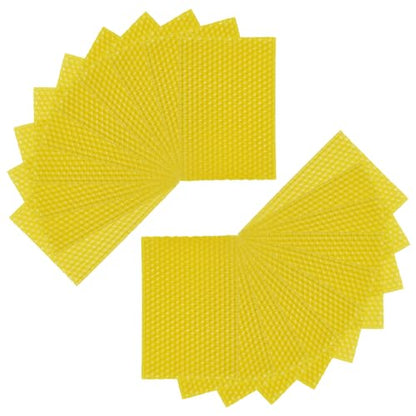 Flylin 20Pcs Beehive Wax Foundation Sheets, Natural Beehive Wax Foundation | Honeycomb Pattern, Smooth Texture, Beeswax Sheets, for DIY Candle Making, Furniture Floor Polishing