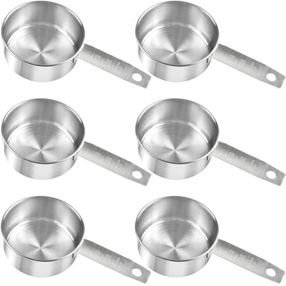 6Pcs Stainless Steel Measuring Cup, 1/2 Cup - 125ml Metal Measuring Cup, Comfortable Hand Feeling Measuring Scoops for Coffee Cooking Baking Kitchen - size: 1/2 cup