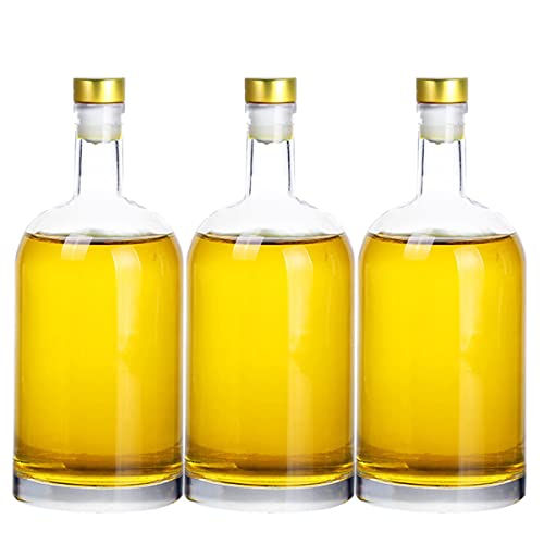 Clear Glass Bottles 17 oz (500 ml) 3 - Pack for Wine Beverages Drinks Oil Vinegar Kombucha Beer Water Soda with Cork Stopper Airtight Lid - color: Clear-Short-17oz-3pack