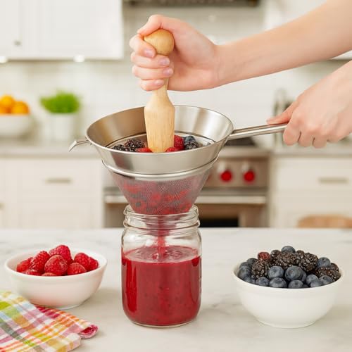 HIC Kitchen Chinois Fine-Mesh Cone Sieve, 18/8 Stainless Steel, For Straining Sauces, Soups, And Purees, 7-Inch Diameter - style: Stainless Steel Chinois