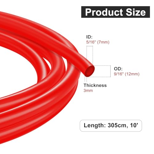 10 Ft Beer CO2 Gas Line CO2 Tubing - ID 5/16" Beer CO2 Dispensing Brewing Line with 4 PCS Hose Clamps Red PVC Tubing for Ball Lock，Gas Manifold，Keg Regulator - size: 10Ft Gas Line