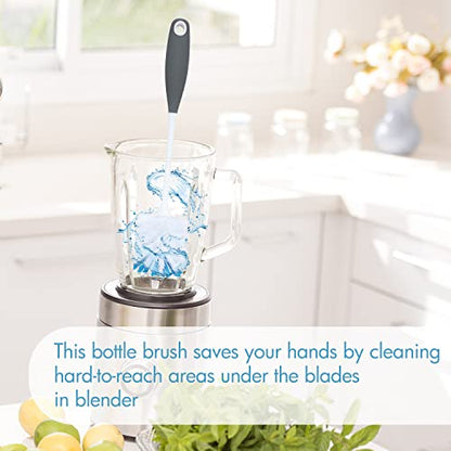 2 Pack Long Handle Bottle Scrubbing Brushes, Bottle Cleaner for Washing Glasswares, Wine Decanter, Hydro Flask Tumbler, Sinks, Food Jars - color: Gray