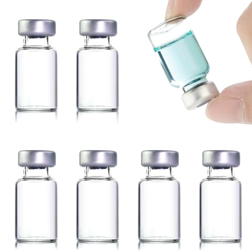 10 Pack 2ml Sealed Sample Vials, Transparent Glass Vials with Self Healing Injection Port (10, 2ML) - size: 2ML