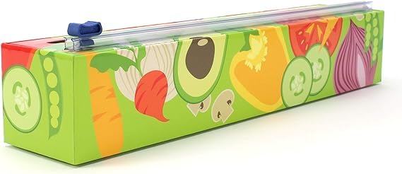Chicwrap Veggies Refillable Plastic Wrap Dispenser - Includes One 12" x 250' Roll of Professional Grade Plastic Wrap - BPA Free and Kosher Certified - Reusable Dispenser w/Slide Cutter - style: Veggies