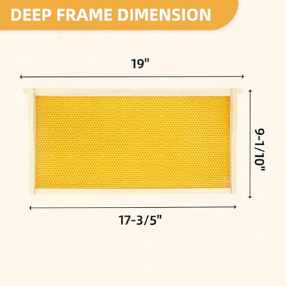 10 Pack Beehive Frames and Wax Foundations for Deep Brood Bee Hives with Honeycombs Wooden Bee Hive Frames and Beeswax Coated Foundations, 9-1/8-Inch (Yellow) - size: 10 Pack Deep Frames-Yellow