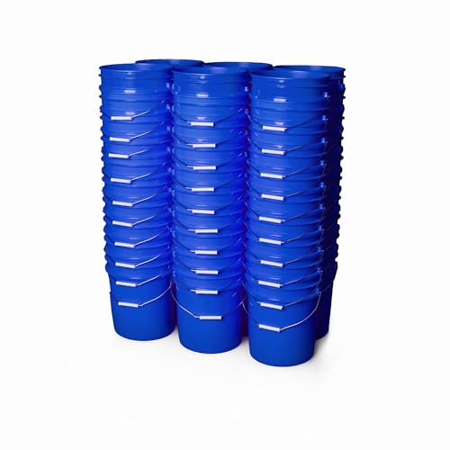 ePackageSupply 5 Gallon Bucket - Food Grade Bucket, Metal Handle Grip, BPA-Free, Heavy-Duty 90 Mil HDPE Plastic Pail, Stackable Utility Container, Made in USA, Lid Not Included, Blue, 60 Packs - color: Blue, size: 60 Packs