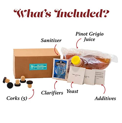 Craft A Brew - Pinot Grigio Wine Recipe Kit - 1 Gallon - Ingredients for Home Brewing Wine - Wine Making Ingredients and Supplies - style: Pinot Grigio