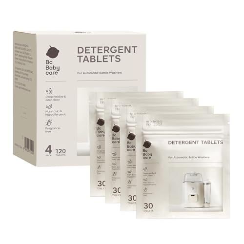 Bc Babycare Detergent Tablets for Clarvion & All Baby Bottle Washers, 120 Count - Deep Clean for Bottles & Pump Parts, Removes Milk Film, Grease & Odor, Fast-Dissolving, Baby-Safe & Residue-Free
