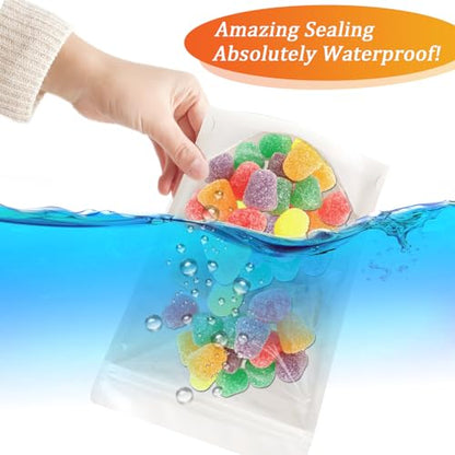 100 PCS Resealable Packaging Bags for Small Business，Kraft Bags With Window Clear Fornt Heat Seal Sealable 7.9"x11.8"Paper Zipper Stand Up Pouches Nut Bag Coffee Cookie Herb Food Bakery Storage - size: 7.9X11.8 INCH