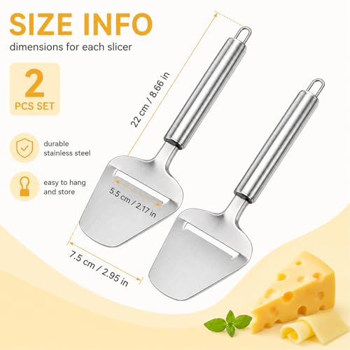 2pcs Cheese Peeler,Cheese Shaver,Cheese Slicer,Cheese Plane,Cheese Slicers For Block Cheese,Stainless Steel,For Cutting Butter Or Chopping Citrus Fruits, Carrots, And Other Hard Vegetables