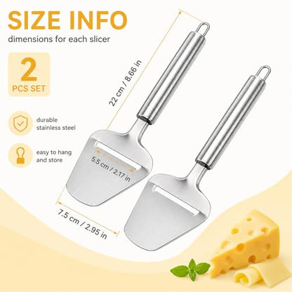 2pcs Cheese Peeler,Cheese Shaver,Cheese Slicer,Cheese Plane,Cheese Slicers For Block Cheese,Stainless Steel,For Cutting Butter Or Chopping Citrus Fruits, Carrots, And Other Hard Vegetables