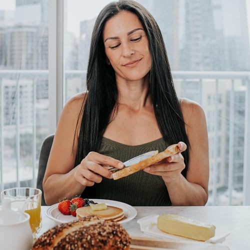 Houseify Ready Butter 3-in-1 18/10 Stainless Steel Butter Knife | 6-inch handle, serrated edge, grate and curl, spreads cold butter, dishwasher safe, rustproof, for home and restaurant - style: Ready Butter