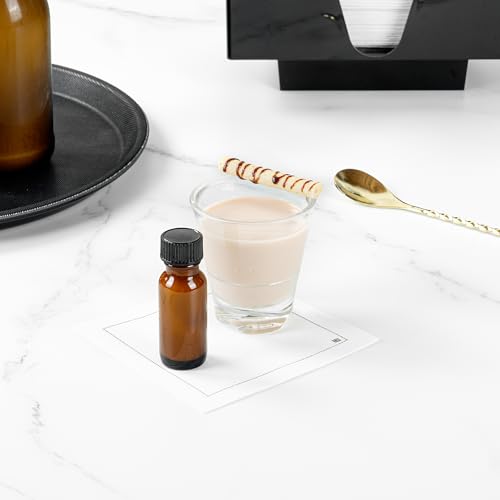 Restaurantware Vetri 0.5 Ounce Boston Glass Bottles, 48 Sample Bottles With Black Phenolic Caps - Dishwashable, Round, Amber Glass Bottle, For Potion, Juice, Ginger Shots, Whiskey, Liquids - color: Amber, size: 0.5 oz