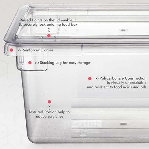 CURTA 1 Pack Food Storage Box with Lid, Commercial Grade Polycarbonate Food Storage Containers for Fruits/Vegetables/Grains in Bar/Restaurant/Hotel/Home 16.5 Gal - 26" x 18" x 12"[ NSF,Certified ] - color: 1*26" x 18" x 12"