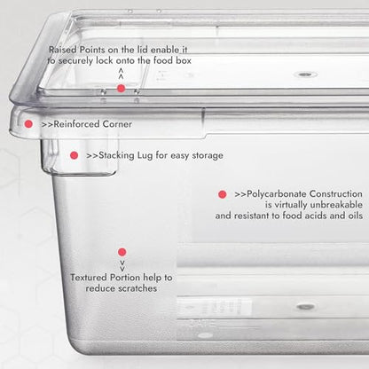 CURTA 1 Pack Food Storage Box with Lid, Commercial Grade Polycarbonate Food Storage Containers for Fruits/Vegetables/Grains in Bar/Restaurant/Hotel/Home 16.5 Gal - 26" x 18" x 12"[ NSF,Certified ] - color: 1*26" x 18" x 12"