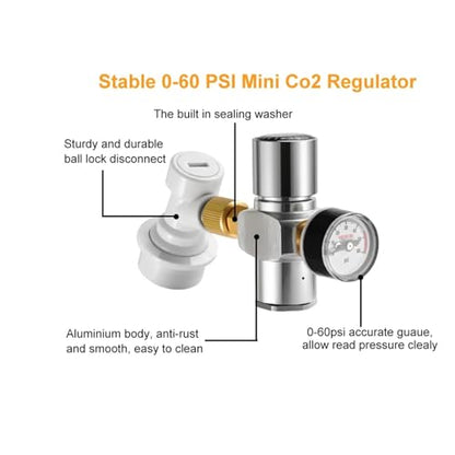Home Brewing 3.6L(128OZ) Growler Tap System Mini Keg Beer Faucet Dispenser Pressurized Beer Keg with Co2 Regulator Keep Carbonation Brewing Accessories(Silvery) - color: Silvery
