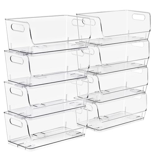 Sorbus Stackable Storage Bins Open Front, Clear Stackable Storage Bins, Pantry Bins for Storage and Organization, Acrylic Stackable Bins for Kitchen, Clear Pantry Organizer Bins (Small Wide 8 Pack) - size: Small Wide, style: 8 Pack