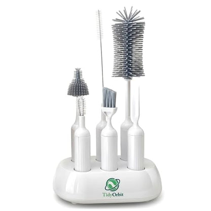 6-in-1 Bottle Brush Set with Holder – Multipurpose Cleaning Kit for Baby Bottles, Reusable Water Bottles, Straws, and Lids – BPA-Free, Compact Storage