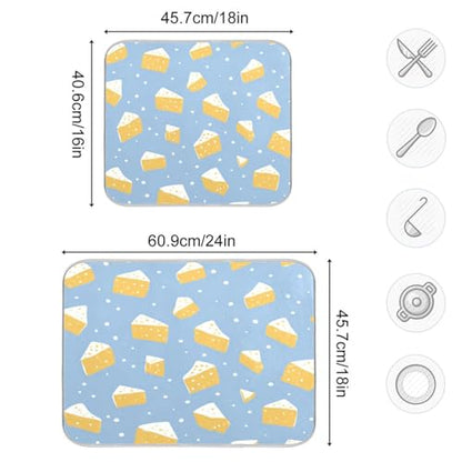 Kcldeci Dish Drying Mat for Kitchen Counter,Cheese and White Dots Absorbent Dish Drainer Dish Drying Pad for Countertops,Sinks,Draining Racks 16x18in - size: 16x18in
