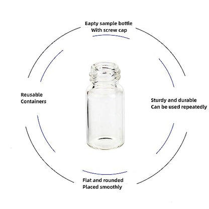 20ML Clear Glass Sample Vial, Liquid Sampling Sample Glass Bottle, Borosilicate Storage Glass Vial 27.5x57mm Black 24-400 Polypropylene Screw Cap with PE Liners, Pack of 100 - size: 20ML