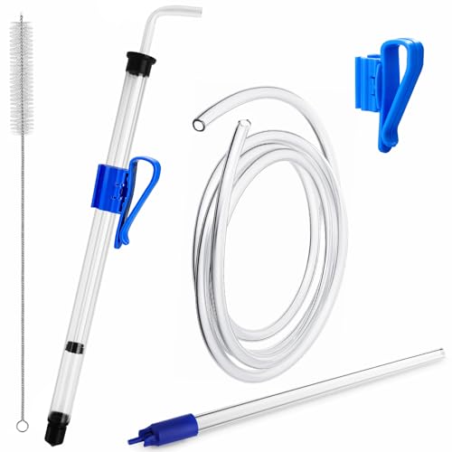 14” Auto Siphon with Bottling Wand, 3/8” Racking Cane Homebew Wine Siphon Pump with 5.5FT Silicone Tubing & Clamp, Effortless Bottling Fermentation Siphoning Mead Wine Making Kit