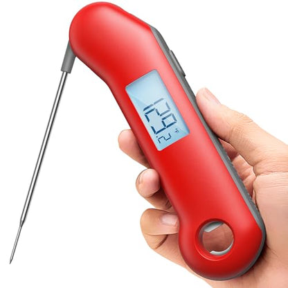 ThermoMaven ProfessionaI Meat Thermometer Digital, 3X Faster 0.5 Sec Instant Read, NIST Certified Accuracy ±0.5°F, 100% Waterproof Probe, Auto-Rotate Bright Indicator, for Candy/Grill/BBQ, Red & Gray - color: Red & Gray