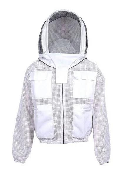 The Orchid 3 Layer Ventilated Bee Jacket for Men & Women, Premium Beekeeping Jacket with Gloves & Two Beekeeper Veils - color: White, size: X-Large