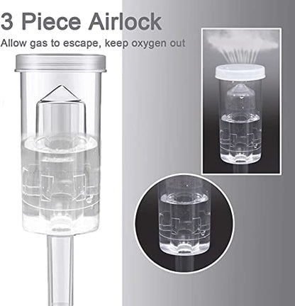 5Pack 3-Piece Airlock with #6 Stoppers and Grommets,Airlocks Fermenting for Brewing Wine Beer Kombucha FDA Transparent - style: 5 airlocks+5 stoppers+5 grommets