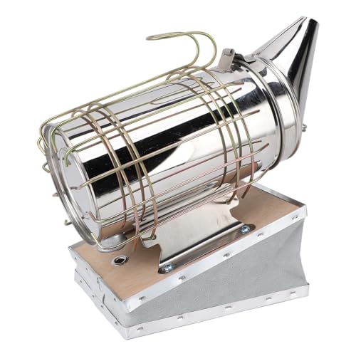 Stainless Steel Bee Smoker for Beekeeping with Heat, Lightweight Beekeeper Tool, Solid Wood, Stable Smoke, Easy to Carry, Calm Bees, Avoid Attacks, Excellent Airflow (Gold) - color: Gold