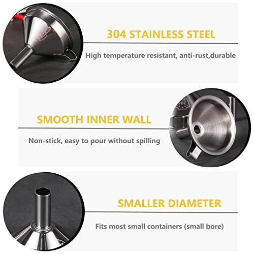 Small Funnels for Filling Bottles, Stainless Steel Small Kitchen Funnel Set of 3, Food Grade Mini Funnels for Kitchen Use Filling Bottles Liquor Flask Tiny Spice Cooking Powder Water 3in&2.2in&1.8in - color: 3PCS-3in&2.2in&1.8in