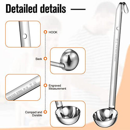 Cunhill 5 Pcs Soup Ladles Stainless Steel Serving Ladles with Long Handle for Serving, Cooking, Stirring, Portioning Kitchen Restaurant Accessories(3 oz) - size: 3 oz
