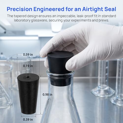 8Pcs Solid Rubber Stopper Bungs - 10MM to 15MM Rubber Tapered Plug Flexible Durable Test Tubes Bungs with Hole, Easy to Insert & Remove for Lab Apparatus Home Flask - color: 10mm to 15mm