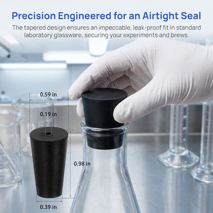 8Pcs Solid Rubber Stopper Bungs - 10MM to 15MM Rubber Tapered Plug Flexible Durable Test Tubes Bungs with Hole, Easy to Insert & Remove for Lab Apparatus Home Flask - color: 10mm to 15mm