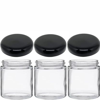 JARMING COLLECTIONS Mason Jars 16 oz Glass Extra Wide Mouth Pint Storage Jars with Lids - BPA Free Plastic Storage Lids - Made in USA - Pint Glass Jars 16 oz with Lids, Ryan16BKX3 - color: 3 Black Dome Plastic Lids-16 OZ