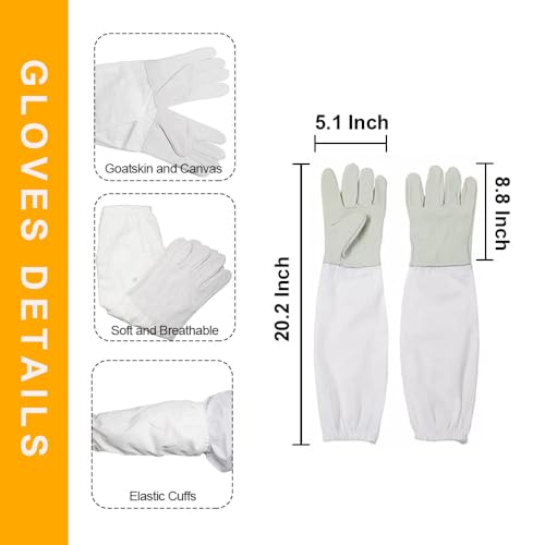 Beekeeping Suit with Reinforced Veil – No Collapse, Breathable Cotton, Sheepskin Gloves Included, Generous Fit for Tall Builds, Beekeeping, Wasp Nest Removal, Apiary, Yard Work XXL - size: XXL for 5'11"-6'3"
