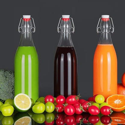 6 Pack 25oz Swing Top Glass Bottles, Flip Top Glass Bottles with Airtight Lids for Home Brewing,2nd Fermentation,Kombucha,Kefir,Vanilla Extract,Juice,Tea,Beverages,Soda,Oil,Limoncello,Beer,Coquito