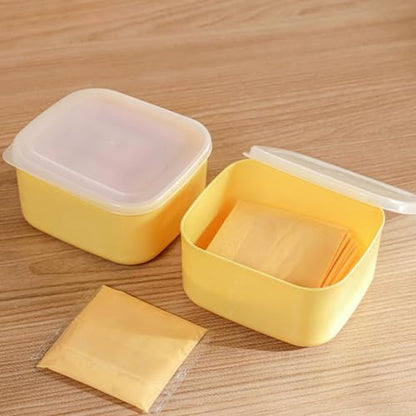 TOPINCN Cheese Holder, Airtight Sliced Cheese Container with Lid, Plastic Refrigerator Storage Box for Cheese Vegetables Fruits, Cheese Storage Box for Fridge (S) - size: S
