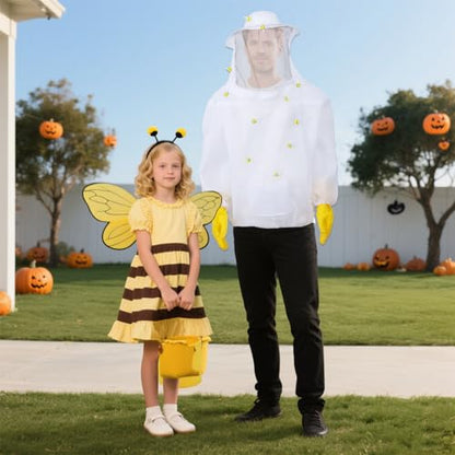 139 PCS Beekeeper Set Including Bee Jacket, Small Bee, Beekeeping Gloves and Felt Bucket Beekeeping Halloween Costume