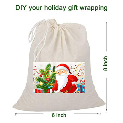Natural Cotton Drawstring Muslin Bags, 6 x 8 inches, 20 PCS | Reusable, Unbleached Cotton, Cheesecloth, Coffee Tea Brew, Nut Milk Bags - size: 6 x 8 inches