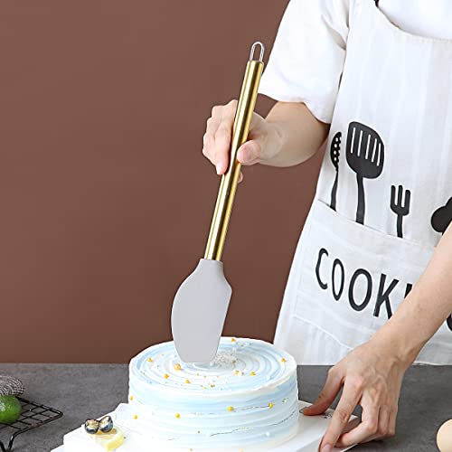 Gold Spatulas, Berglander Non-stick Silicone Flexible Scrapers Baking Mixing Tool With Titanium Gold Plating Handle, Baking Tools, Heat Resistant, Dishwasher Safe, Easy to Clean - style: m. Flexible Scraper