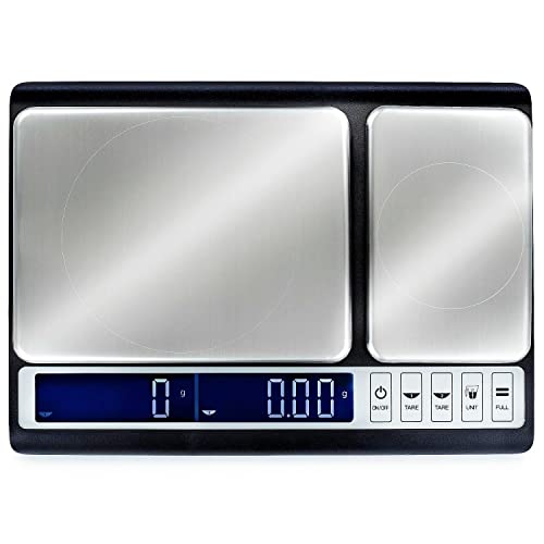 Smart Weigh Dual Platform Digital Kitchen Scale Stainless Steel Culinary Kitchen Scale 10 kilograms x 0.01 Grams High Precision Digital Food Scale Tare Function LCD w/Backlit for Baking Cooking Food