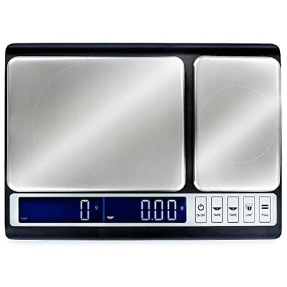 Smart Weigh Dual Platform Digital Kitchen Scale Stainless Steel Culinary Kitchen Scale 10 kilograms x 0.01 Grams High Precision Digital Food Scale Tare Function LCD w/Backlit for Baking Cooking Food