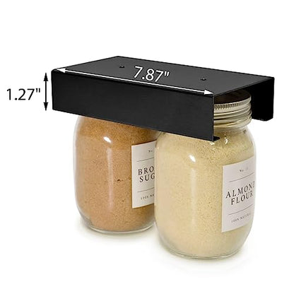 Art Secret Mason Jar Storage Rack (2 Pack) – Under Shelf Organizer for Regular Mouth Jars – Easy Install with Screws or Adhesive – Kitchen Cabinet & Pantry Space Saver - size: Regular Mouth