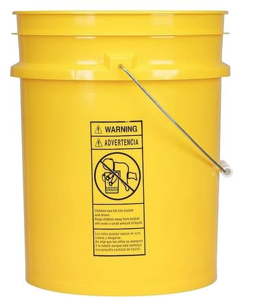 House Naturals 5 Gallon Food Grade Plastic Bucket with Air Tight Screw on Lid Made in USA Container (Yellow Bucket with Red Lid) - color: Yellow Bucket With Red Lid
