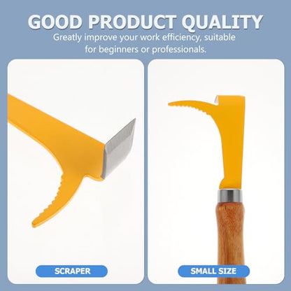 Elbow Handle Beehive Scraper Tool Wooden Handle and Stainless Steel Blade Lightweight Beekeeping Hive Cleaner to Work Efficiency for Beginner Beekeepers Random Color